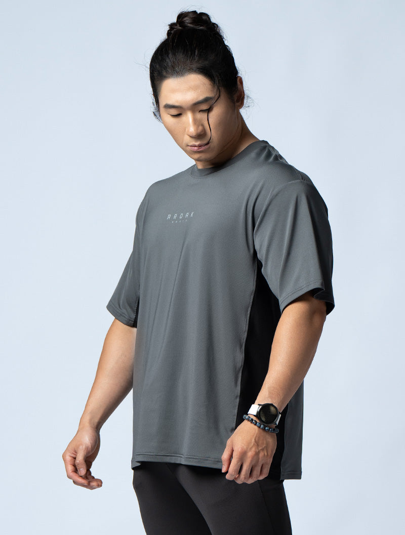 ArcTech™-BTH OVERSIZED patchwork short-sleeved top (iron gray)