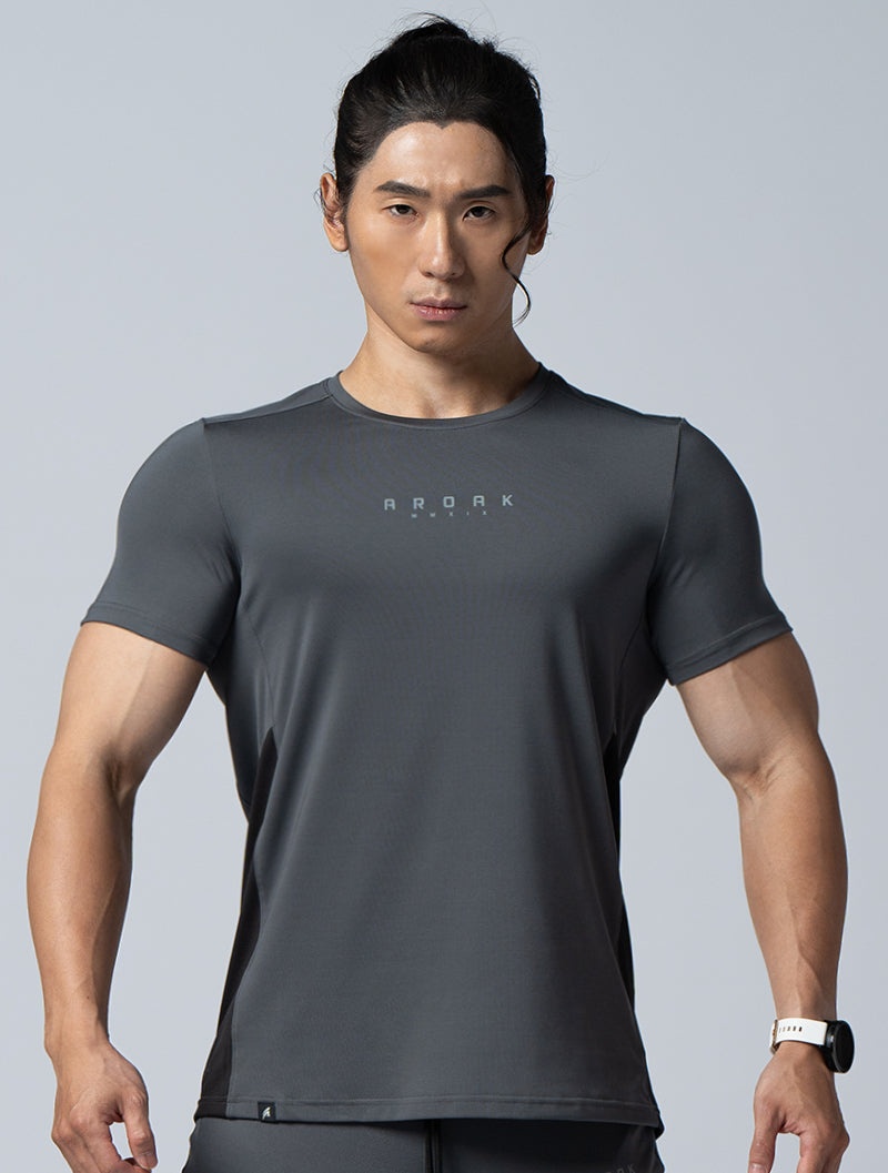 ArcTech™ functional patchwork short-sleeved top (iron gray)