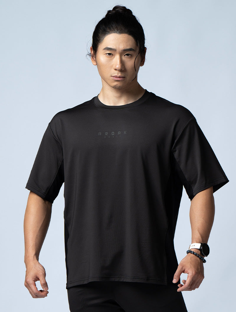 ArcTech™-BTH OVERSIZED patchwork short-sleeved top (black)