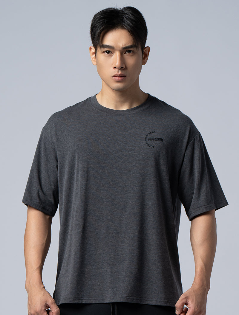 TENCEL-SGL™ Flocked OVERSIZED functional Tencel short-sleeved top (matte black)