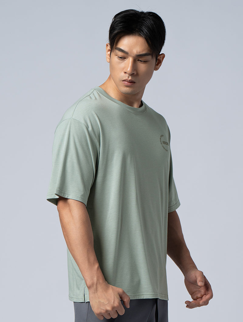 TENCEL-SGL™ Flocked OVERSIZED functional Tencel short-sleeved top (grey green)