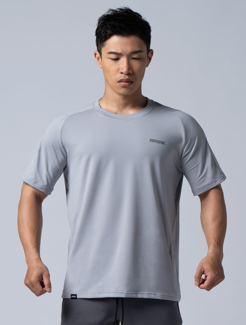 NAP™-Pure skin-friendly functional loose short-sleeved top (light gray)