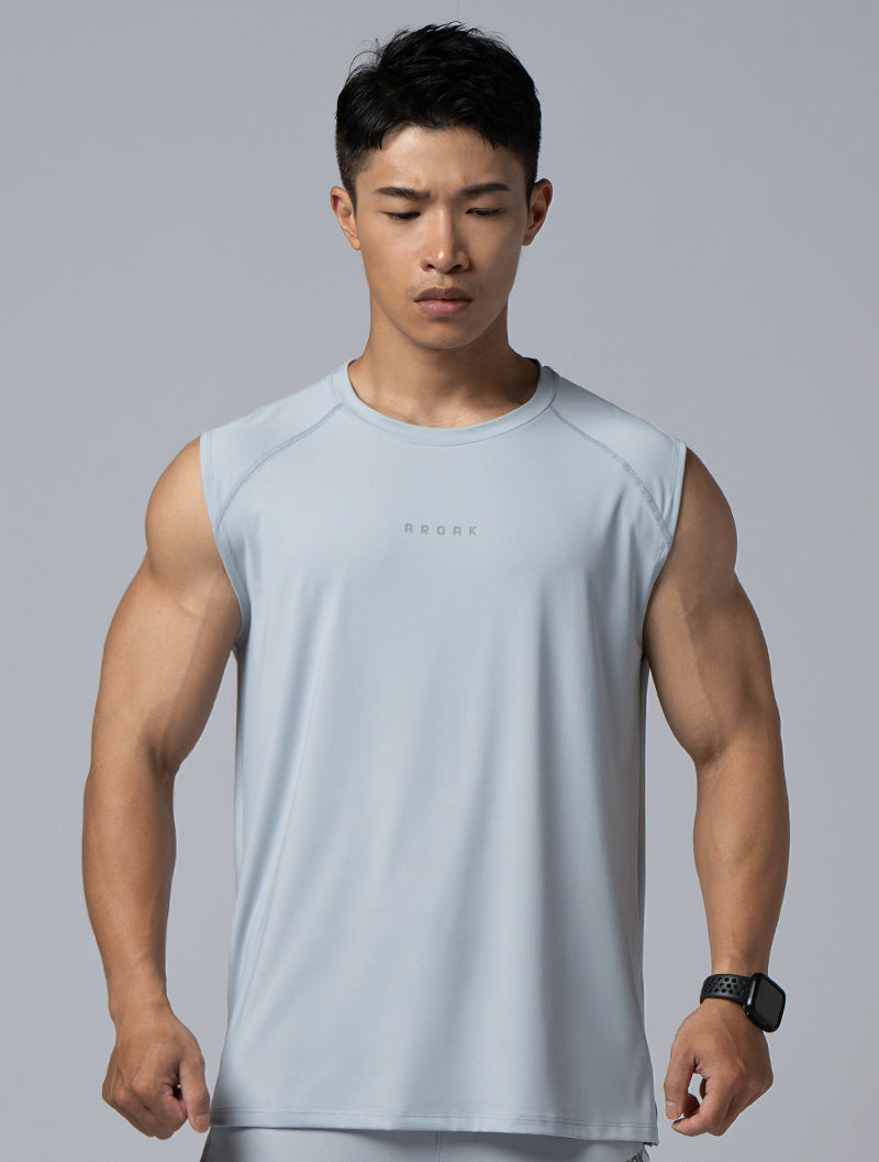 FlexSmooth™ Functional Nylon Vest with Wide Shoulders and Lackland Sleeves (Light Grey)