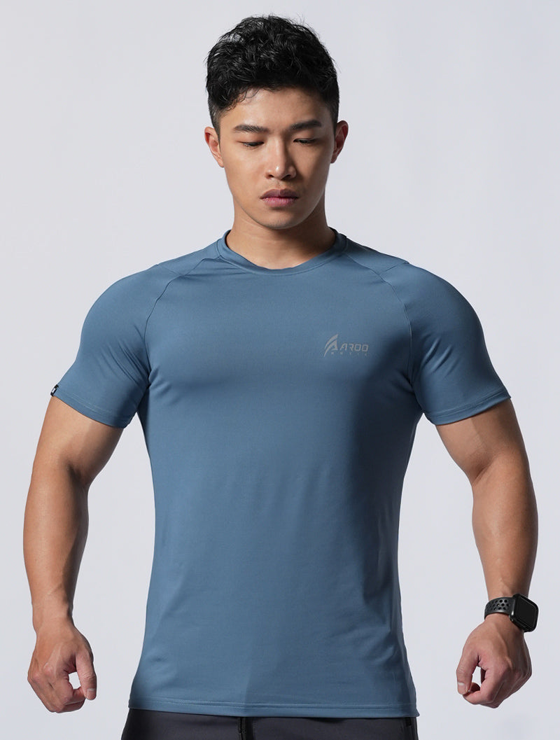 ArcTech™ AROO Lachlan Short Sleeve Training Top (Gray-Blue) 