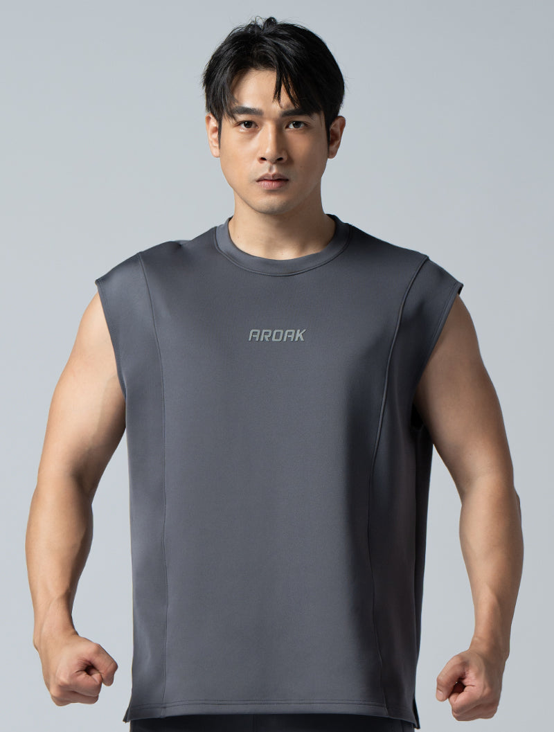 AirFlex™ drop shoulder splicing functional training vest (iron gray)