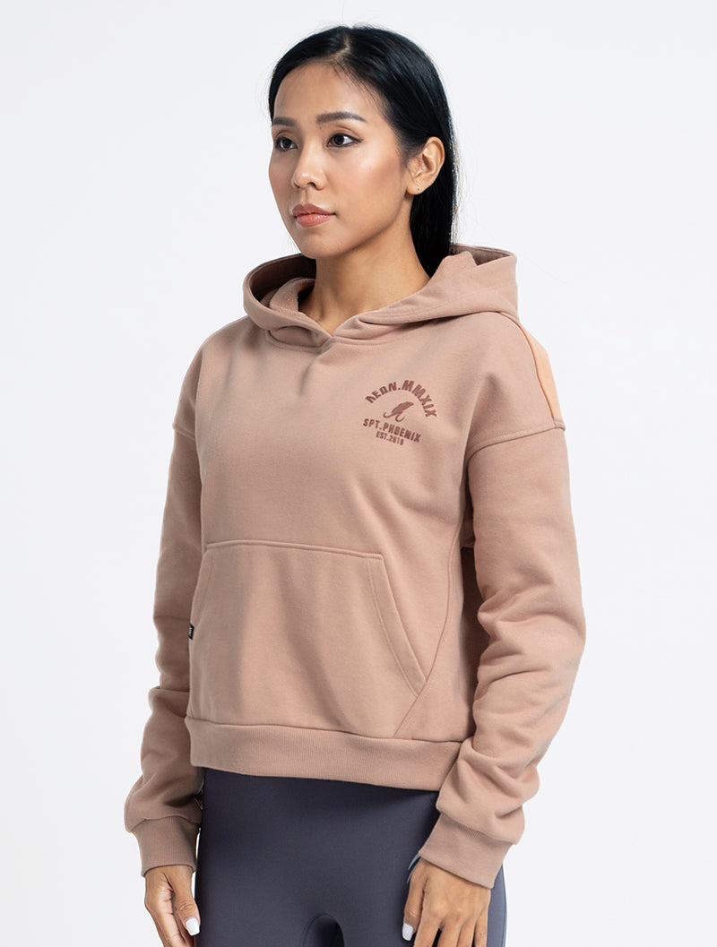 Feather foam casual short hooded top# (warm pink)