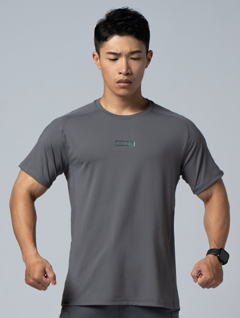 FlexSmooth™ Lackland Sleeve Splicing Functional Nylon Short Sleeve Top (Iron Grey)