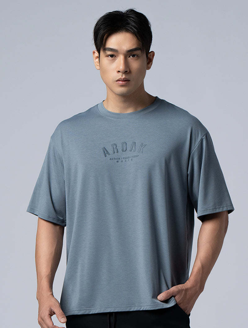 SIRO™-AP Foamed OVERSIZED Functional SIRO Short Sleeve Top (Gray-Blue)