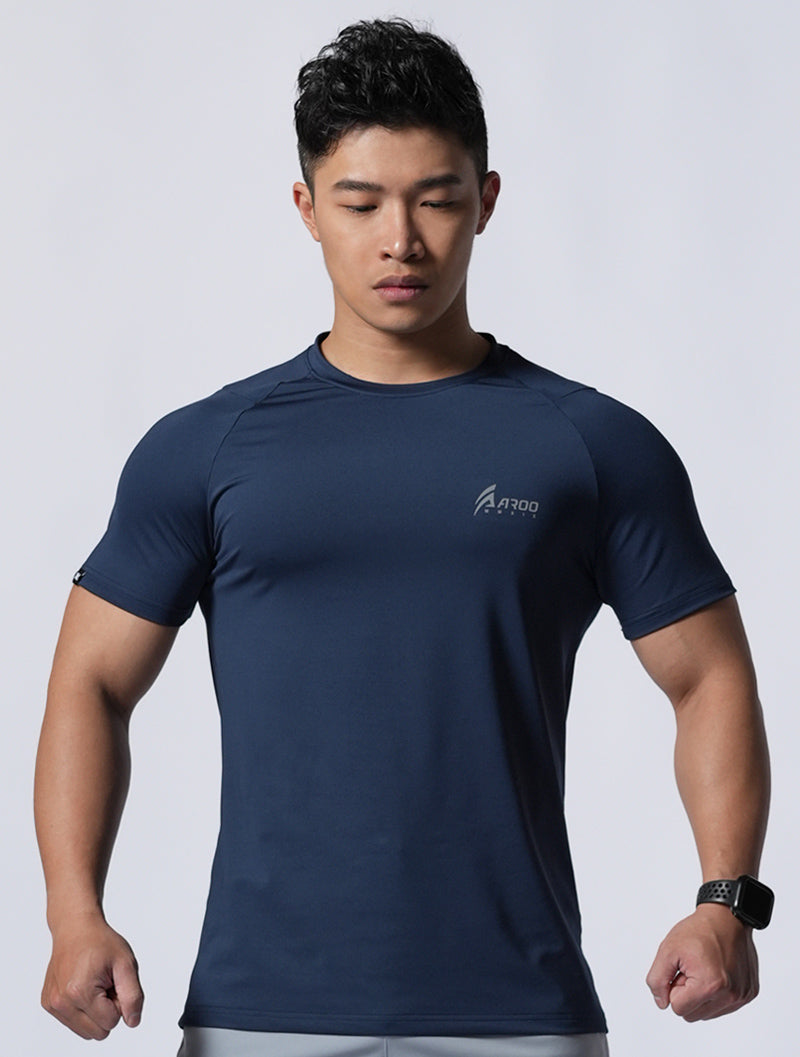 ArcTech™ AROO Lachlan Short Sleeve Training Top (Dark Blue) 