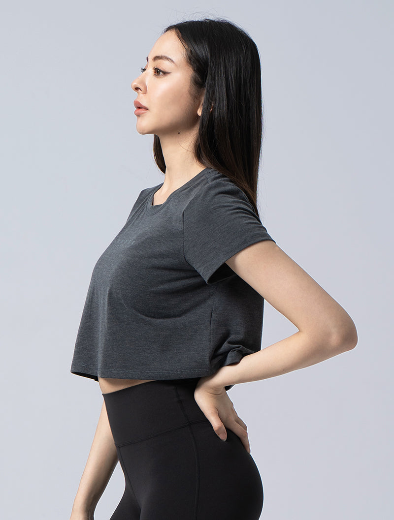 TENCEL-SGL™ Tencel Feather Cropped Top @ (Mist Gray)