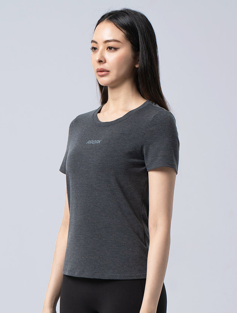 TENCEL-SGL™ Tencel Light Feather Short Sleeve Top @ (Mist Gray)