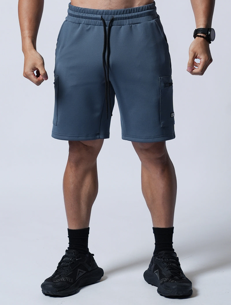 AirFlex™ Zip-Up Patch Pocket Training Shorts (Iron Grey Blue) 