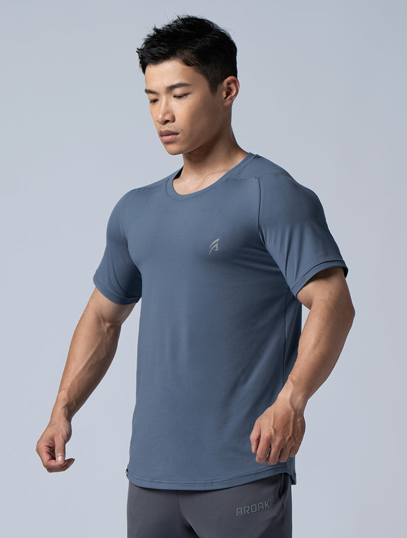 NAP™-Pure skin-friendly functional fit Lachlan sleeve top (grey blue)