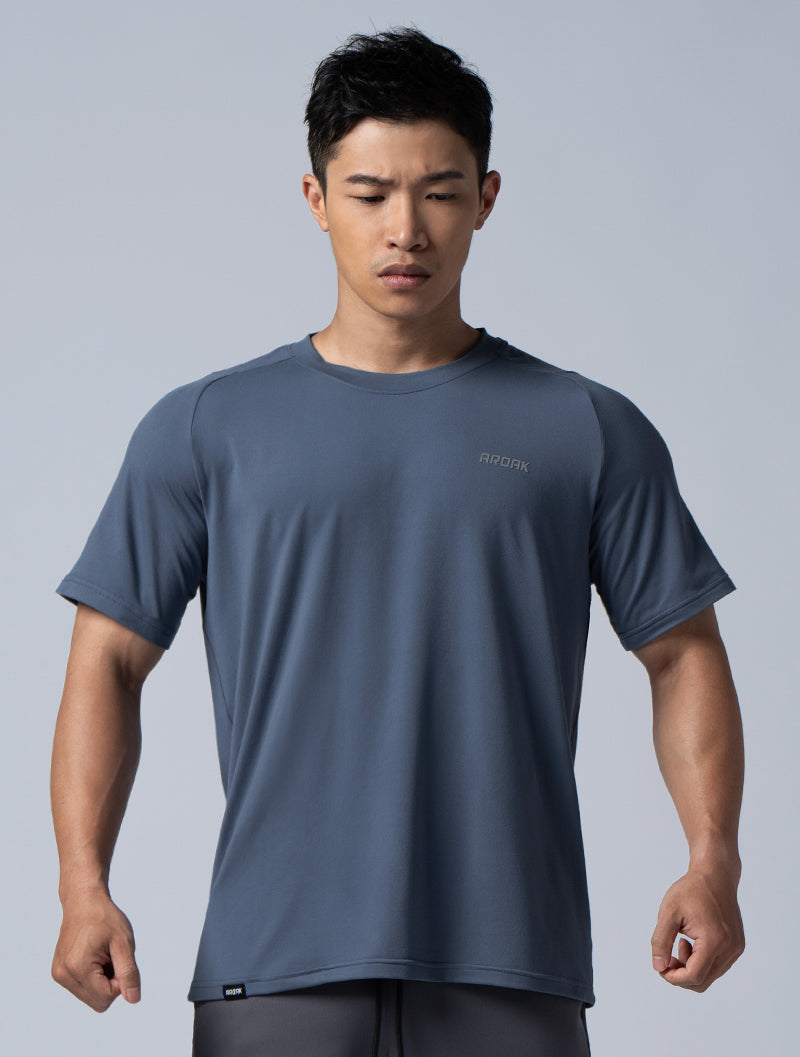 NAP™-Pure skin-friendly functional loose short-sleeved top (grey blue)