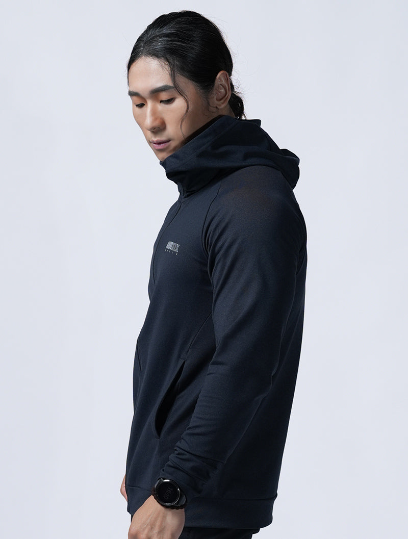 FlexSmooth™ Nylon Skin-Friendly Stretch Hooded Jacket (Black)