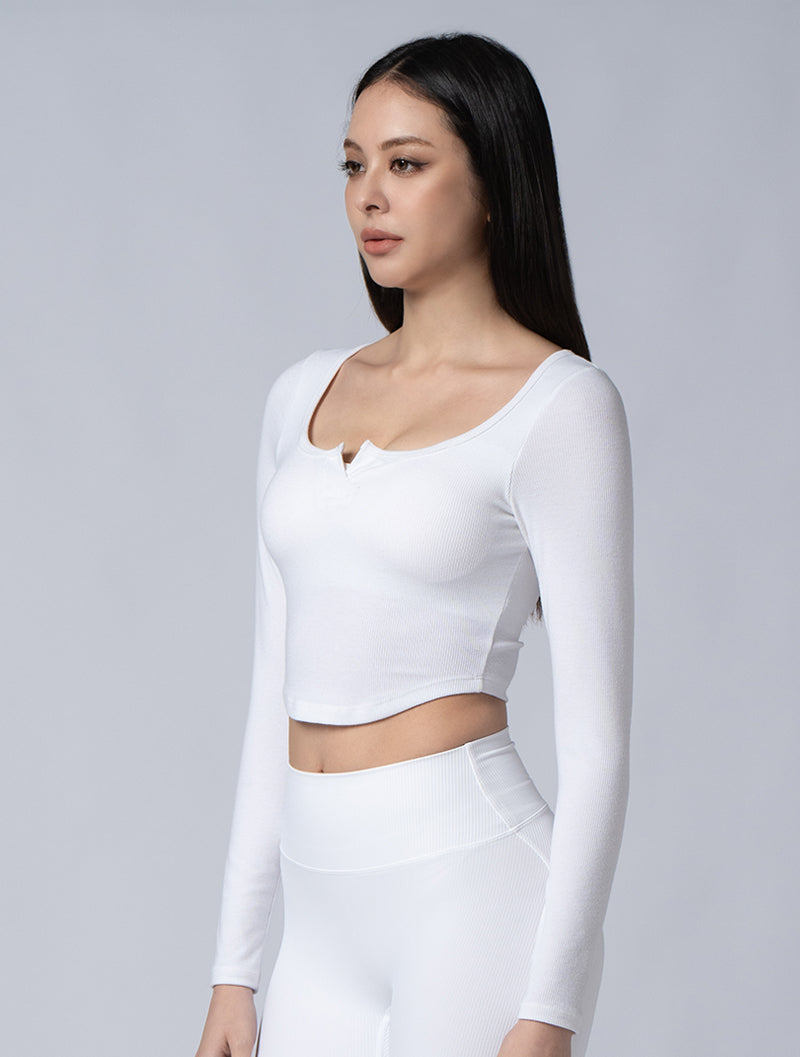 Tencel-RIB™ U-neck half-bracket slim-waist BraTop@24-2 (white)