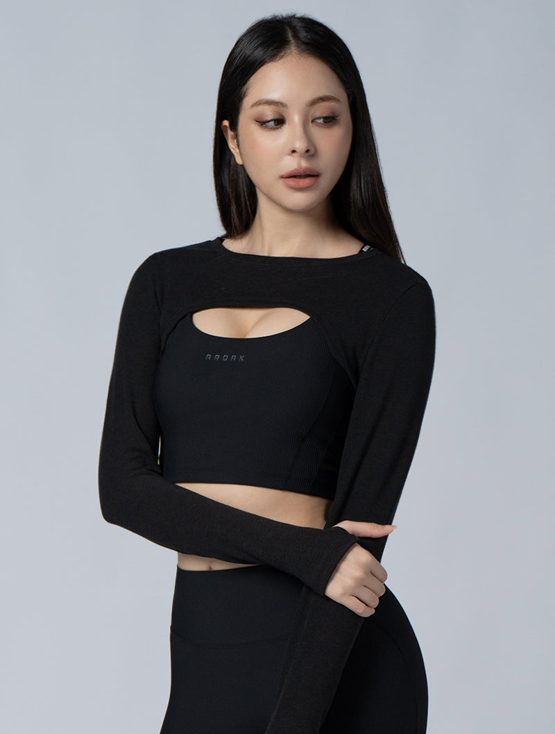 Tencel-RIB™ Slim Fit Layered Outer Top (Black) 