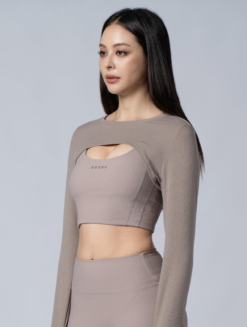 Tencel-RIB™ Slim Fit Layered Shell Top (Dark Khaki) 