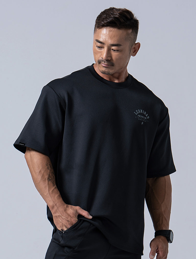 AirFlex™ Leonidas OVERSIZED functional short-sleeved training top (black)