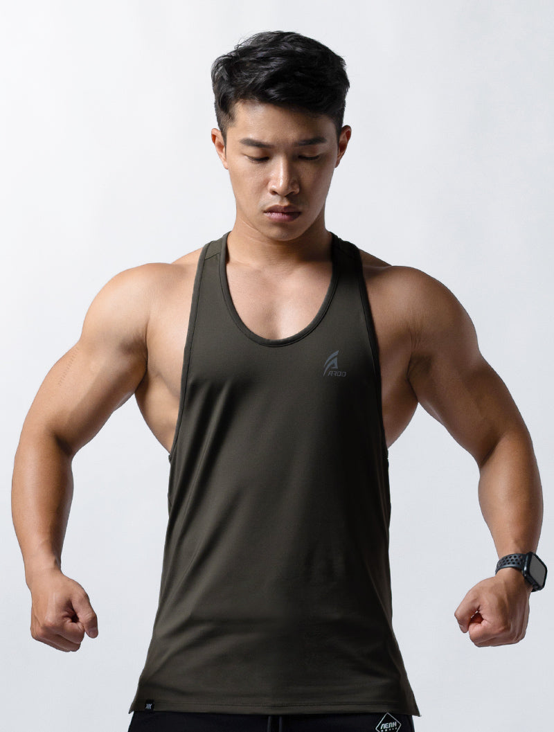 ArcTech™ AROO Large Round Neck Spaghetti Shoulder Back Training Vest (Military Green) 