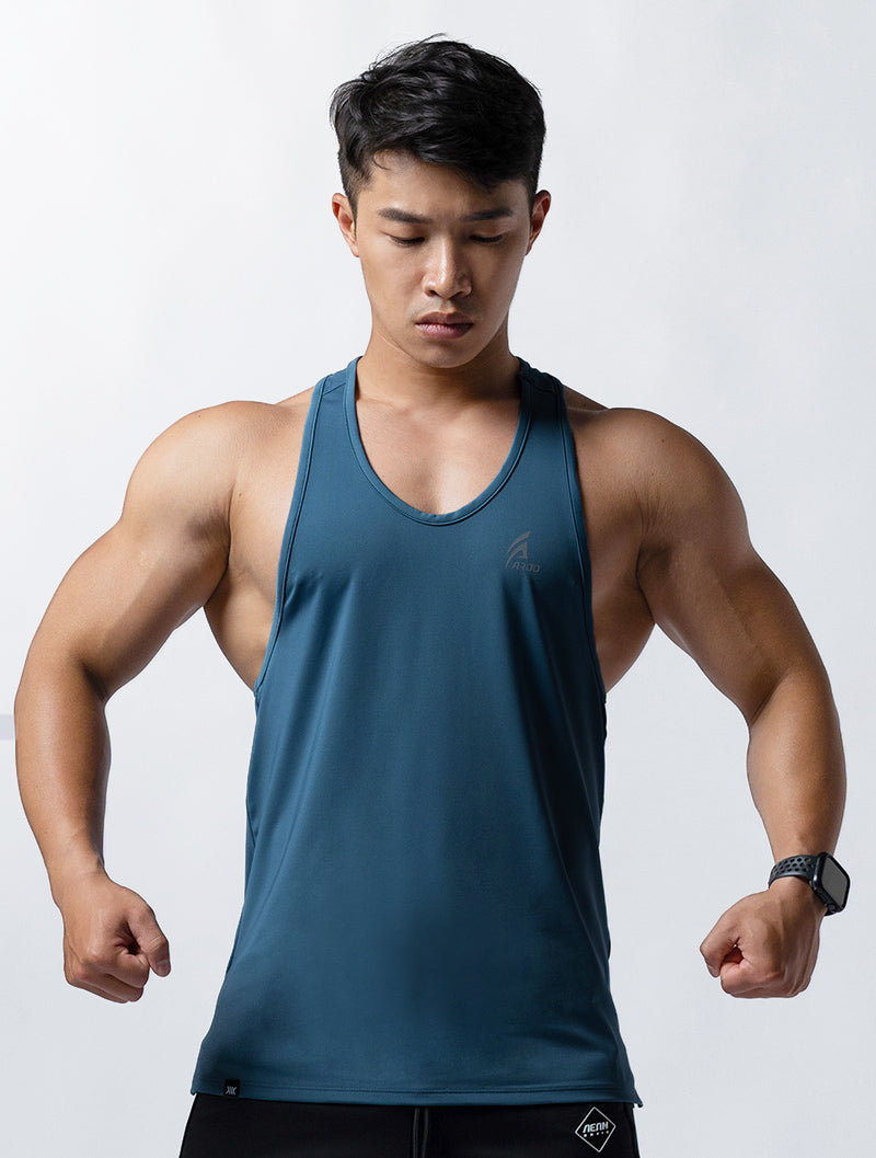 ArcTech™ AROO Large Round Neck Spaghetti Shoulder Back Training Vest (Gray Blue) 