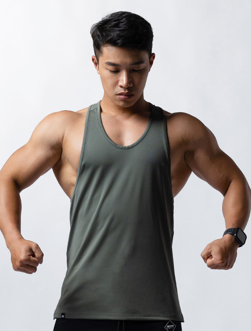 ArcTech™ AROO Large Round Neck Spaghetti Shoulder Back Training Vest (Tea Green) 