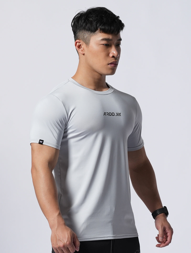 AROO short-sleeved training top (light gray)